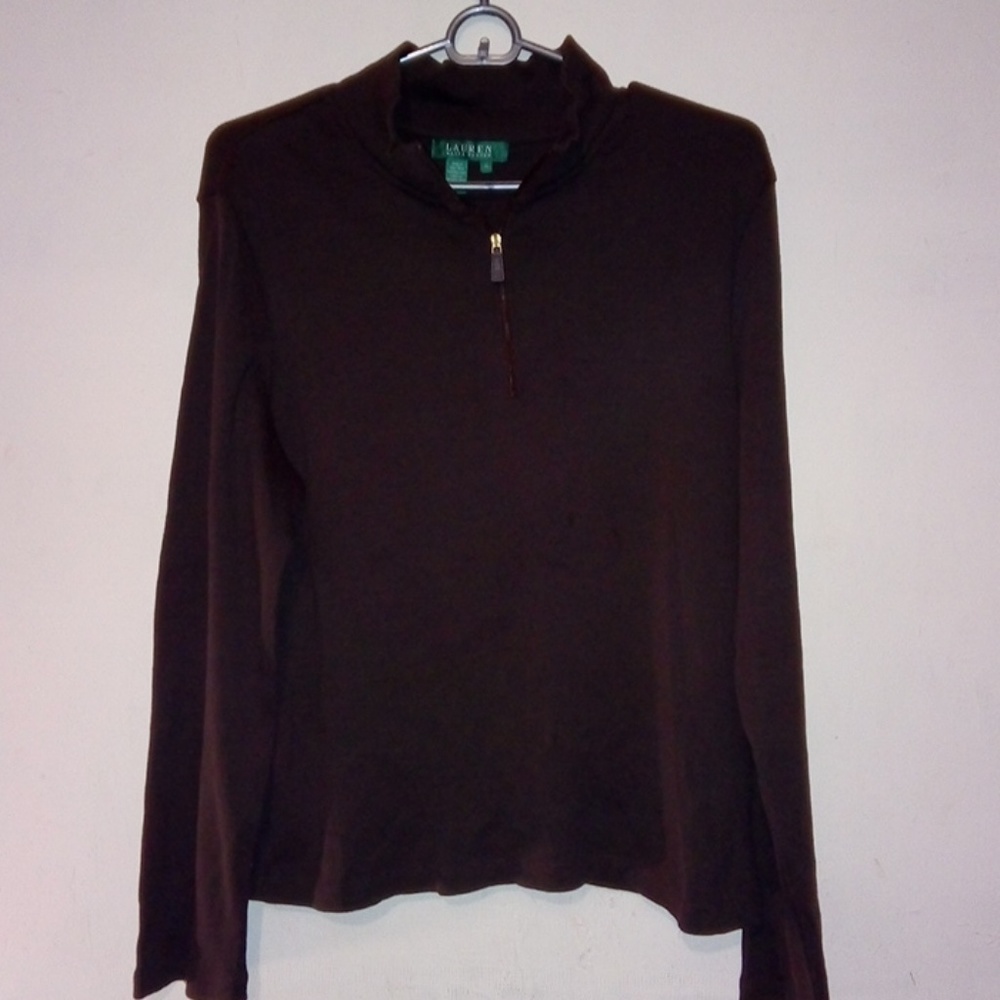 Ralph Lauren Brown Pullover Pop Over Sweater